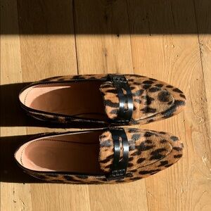 J.Crew Black Leopard Print Loafers sz 10